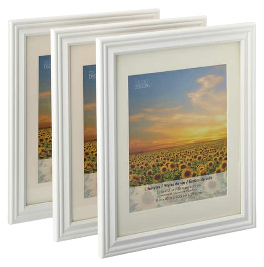 3 Pack Lifestyles 8" x 10" White Frames With Mat by Studio Décor®